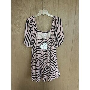 NWT Buddy Love Becca‎ Pink Black Zebra Tiger Print Mini Babydoll Dress Size M